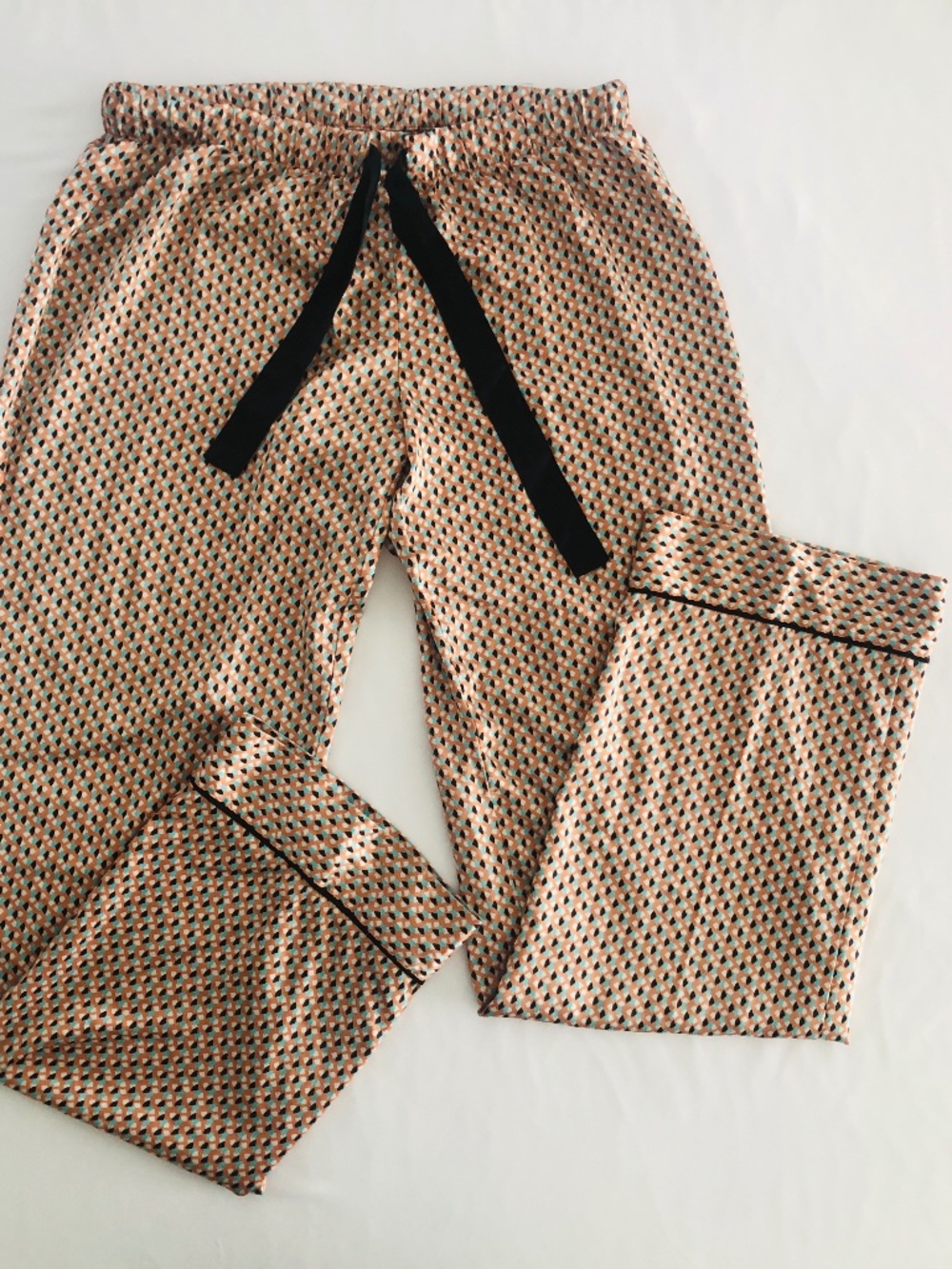 Vintage Victoria's Secret Satin Pajama Pants - Geometric Cube Print Size S